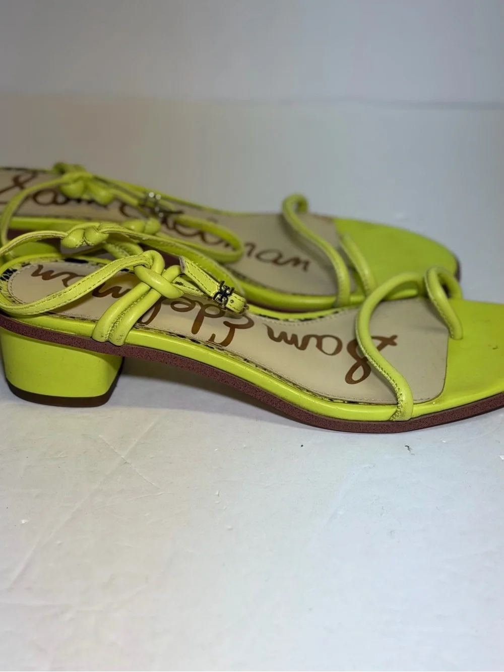 Sam Edelman Isle block heel lime yellow Strappy Toe-Ring Sandals Size 9